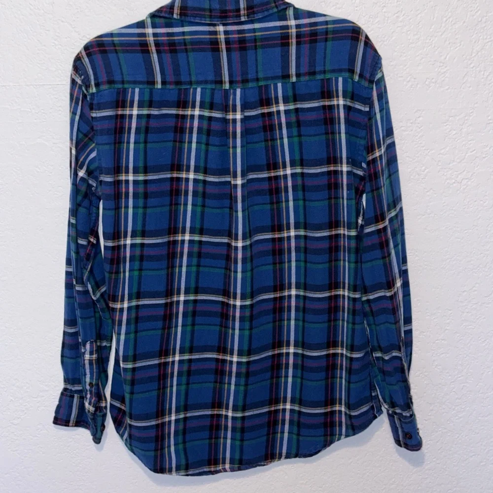 Croft & Barrow Blue Plaid Button Down Shirt Long Sleeve Size Medium Like New